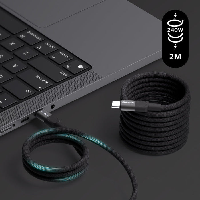 Momax Mag.link 240W USB-C to USB-C Magnetic Cable | Black Momax Mag.link 240W USB-C to USB-C Magnetic Cable | Black